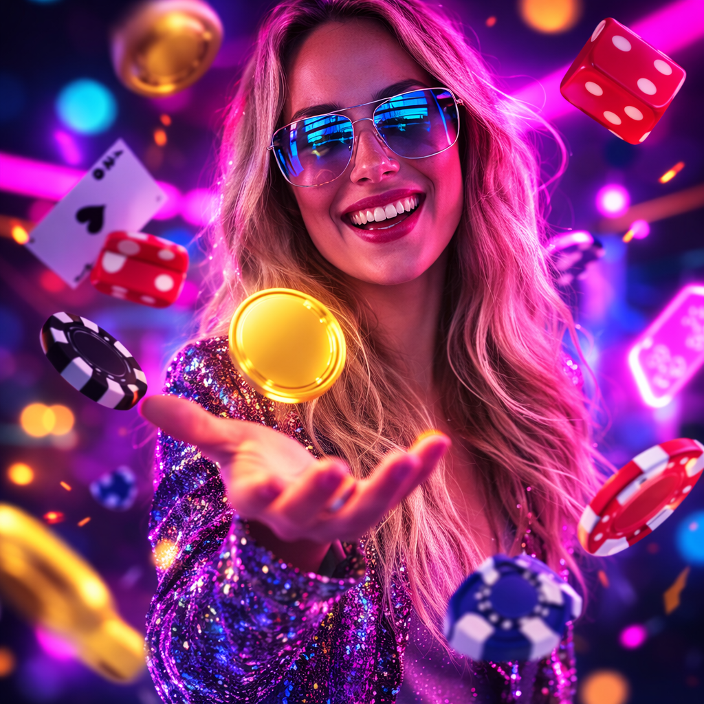 Catchy casino welcome bonus image with slots and casino elements